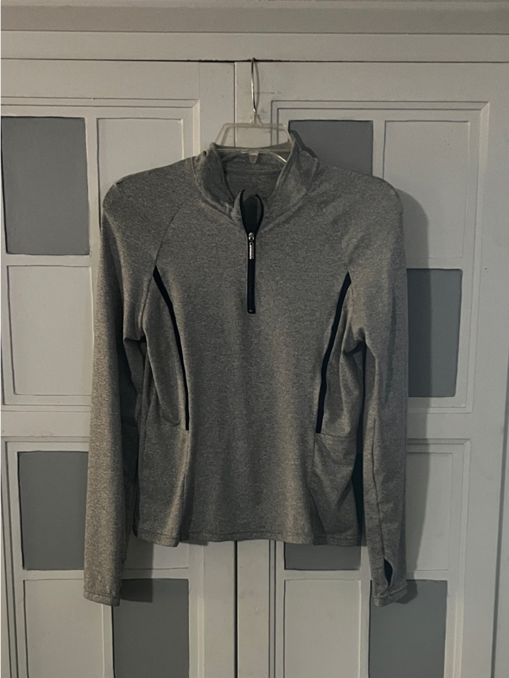 SHEIN Gray Quarter-Zip Long Sleeve Pullover